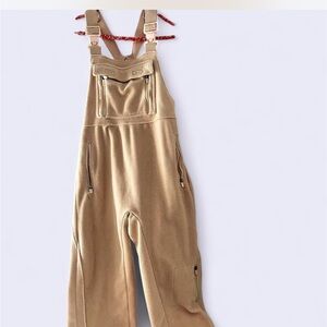 Tan Fleece Overalls with Adjustable Straps and Plenty of Pockets